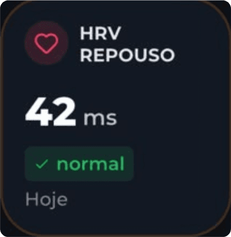 HRV Repouso: 42 ms — normal